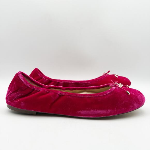 SAM EDELMAN Womens Felicia Ballet Flats US 11 EU 42 Pink Velvet Round Toe NIB - Picture 4 of 15